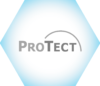 Logo der ProTect in hellblauer Wabe