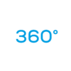 Icon von einem 360 Grad Zeichen mit einem Pfeil außenrum
