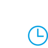Icon von Arbeitstasche mit gehighlighteter Uhr im unteren Vordergrund
