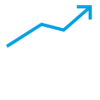 Icon von Graf mit farbigem Pfeil über dem Säulendiagramm