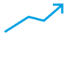 Chart icon with an ascending arrow over the bar graph