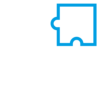 Puzzle icon with 4 pieces, one of them highlighted